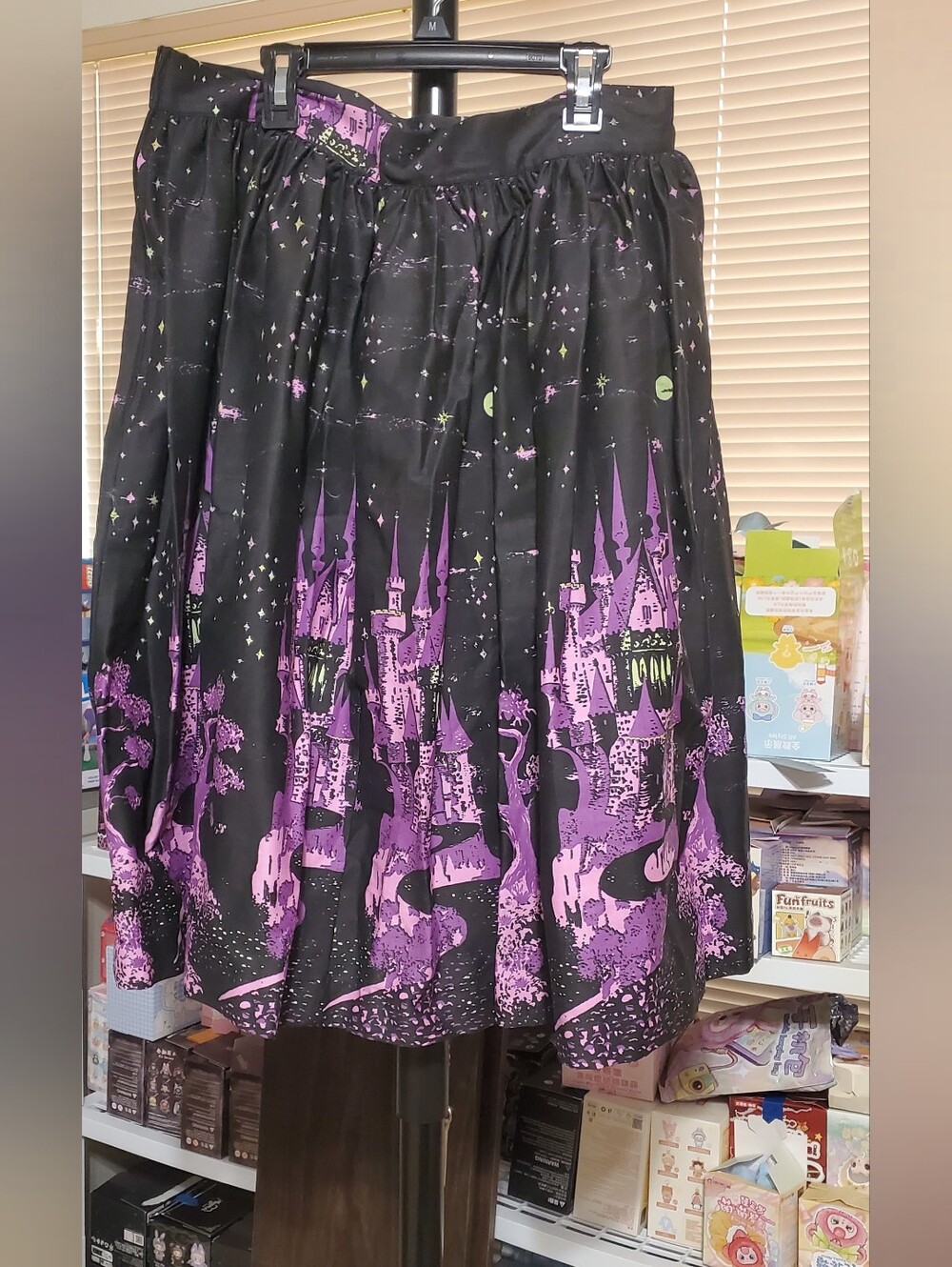 Pinup Couture PUG Disney Jenny Skirt In Fairy tale Villains castle Print.